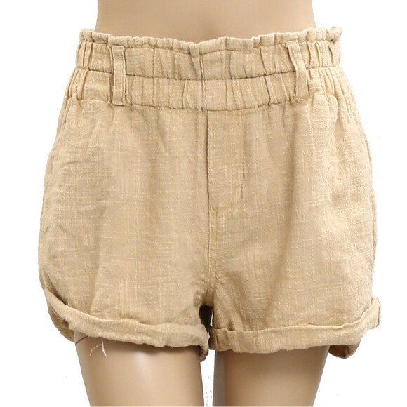 Free People Solar Flare Baja Mini Shorts Beige Pull-on Cotton S New 281617 - Picture 9 of 12